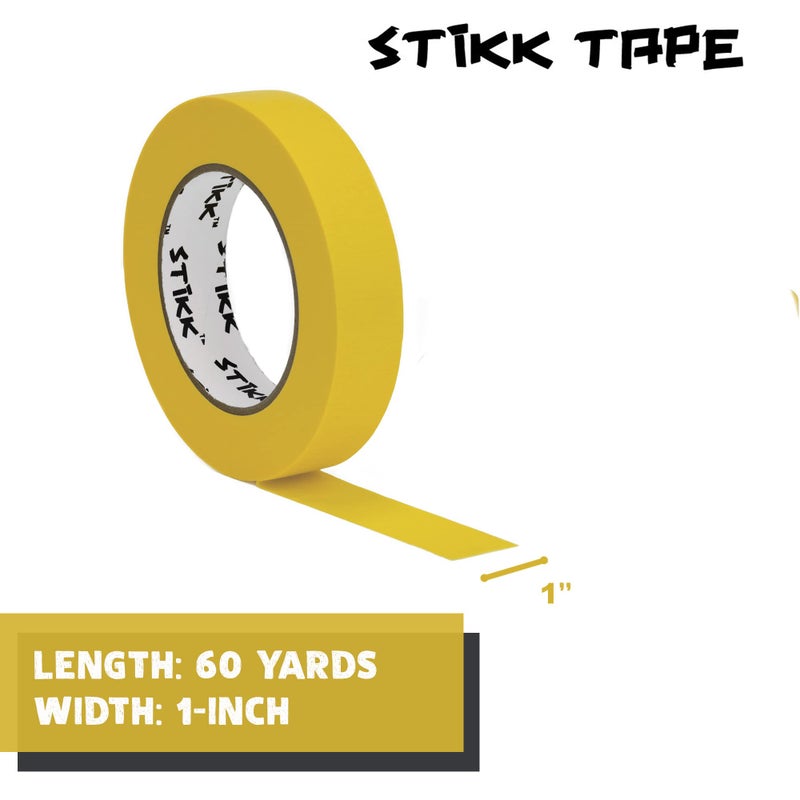 STIKK Painters Tape - 3pk Yellow Painter Tape - 1 inch x 60 Yards - Paint Tape for Painting, Edges, Trim, Ceilings - Masking Tape for DIY Paint Projects - Residue-Free Painting Tape - Image 2